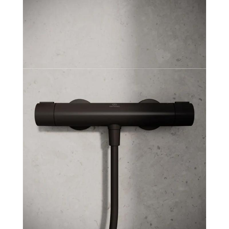 Baterie de duș termostatată Ideal Standard, Ceratherm Alu+, negru mat